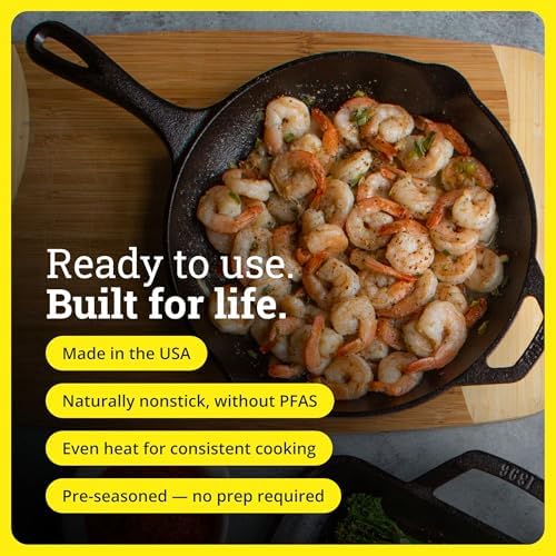 Lodge Pre-Seasoned Cast Iron Skillet, PFAS-Free, 10.25 Inches