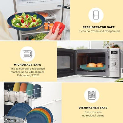 Wheat Straw Dinnerware Sets for 4,Dishwasher & Microwave Safe Plates and Bowls Sets 16 PCS,Unbreakable Dish Sets for Kitchen,Camping and Outdoor, Dinner Plate,Sauce Dish,Cereal Bowl,Cups- Multi color
