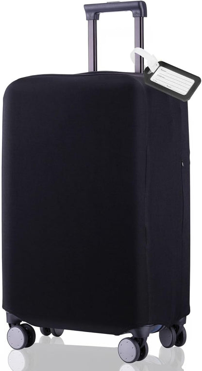 Travel Luggage Cover Suitcase Protector Scratch-Resistant Fit 19-31 Inch Suitcase, Not Included Suitcase (Black, 3XL(32-33inch))