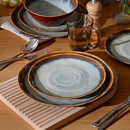 Melamine Dinnerware Sets,12Pcs Plate and Bowl Set,Unbreakable and Lightweight Dish Set,Great for Camping and RV,BPA free,Dishwasher Safe(Sandy Brown)