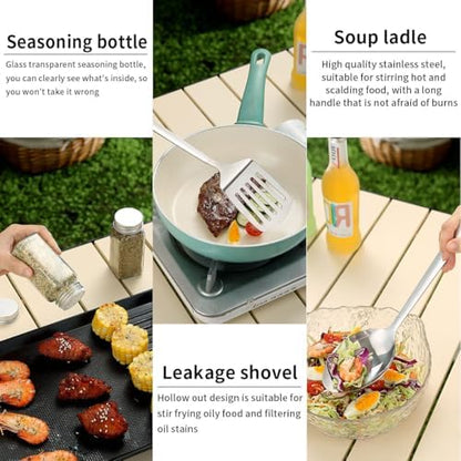 HOMQUEN Camping Essentials Camping Gear Must Haves，Cooking Utensils Set Rv Camping Accessories，Camper Gadgets for Outdoor Hiking Travel Picnic Barbecue Gifts