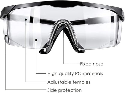 Safety Glasses, 5PCS Adjustable Wide-Vision Protective Glasses, Lightweight Fog-Proof Safety Goggles