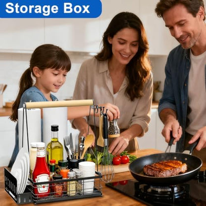 Grill Caddy BBQ for outdoor grill, with Plate Holder/2Paper Towel Holder