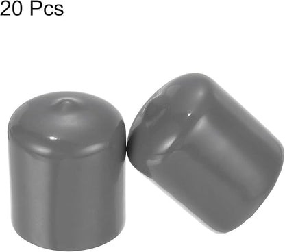 uxcell 20pcs Rubber End Caps 23mm ID Vinyl PVC Round Tube Bolt Cap Cover Screw Thread Protectors Dark Grey