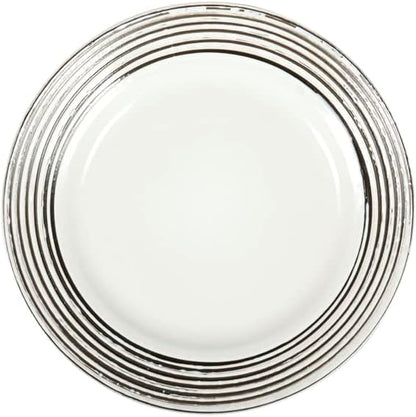48 Piece Dinnerware Set, Ceramic Plates and Bowls Sets for 8, Microwave and Dishwasher Safe, Handcrafted Tree Bark Series Dish Set, White Birch