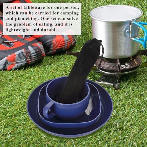 Camping Utensils Set, ReaNea Camping Plates and Bowls Set with Coffee Mug, Travel Cutlery Set Include Spoon, Fork, Knife for Home, Poolside, Outdoor, Picnic, Camp
