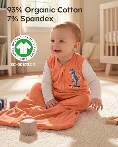 Yoofoss Baby Sleep Sack 6-12 Month 0.5TOG 100% Organic Cotton 2-Way Zipper