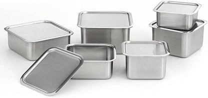 CuBE 6PCS Set Stainless Steel Food Storage Containers With Lids with 3 Net Kitchen Appliances Dishwasher Safe Premium South Korea