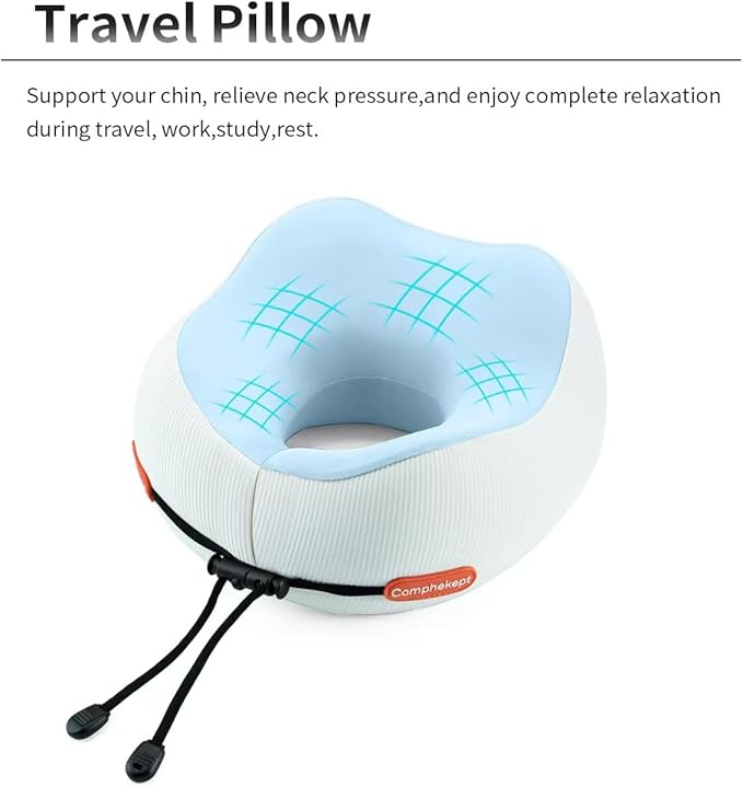 Thickened Travel Neck Pillow for Airplanes for Women, Adjustable Right Amount of Height 360° Support Memory Foam Neck Pillow, Portable Plane Pillow for Sleeping