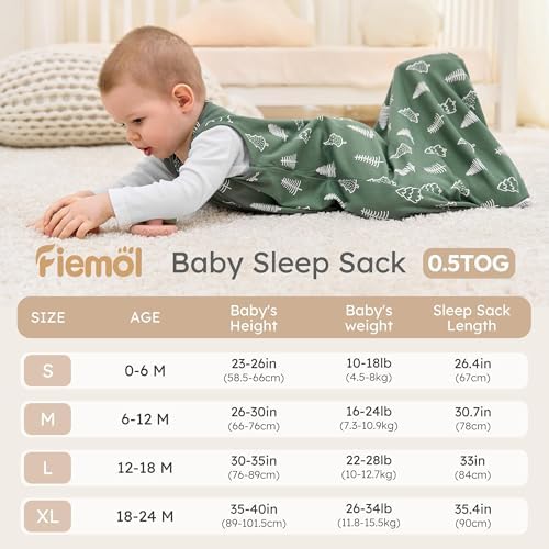 Baby Sleep Sack 12-18 Months 0.5 Tog Soft Sleeping Bag 100% Cotton