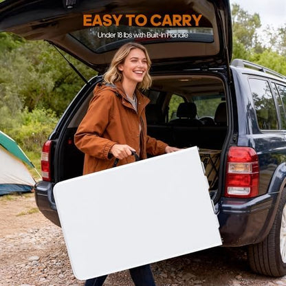SKONYON 5ft Folding Table Heavy Duty 350 LBS Foldable Table with 18% Thicker HDPE Top Reinforced Steel Frame Portable Fold-in-Half Table Under 18 lbs for Outdoor Indoor Party Wedding Camping White