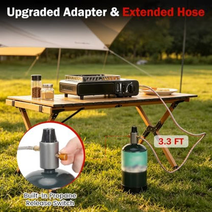 Dual Fuel Camping Stove,Portable Butane or Propane Single Burner Camp Stove