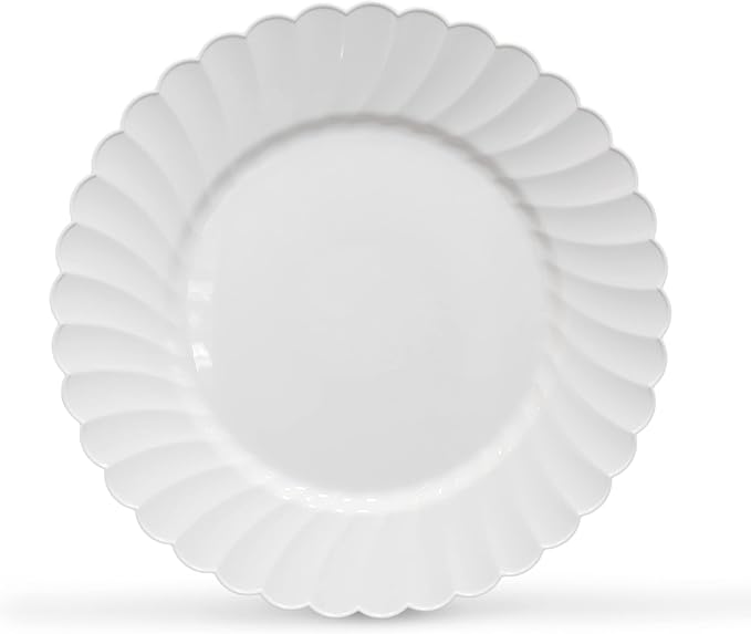 Premium Hard Plastic Round White Plates – 50 x 6” -Washable & Reusable