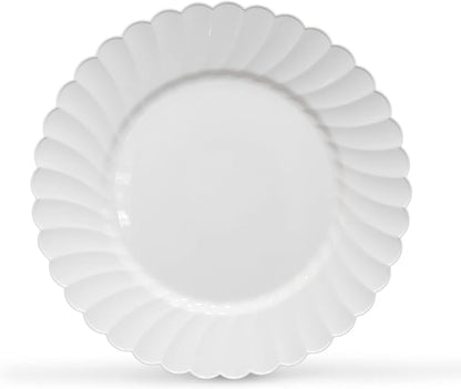 Premium Hard Plastic Round White Plates – 50 x 6” -Washable & Reusable