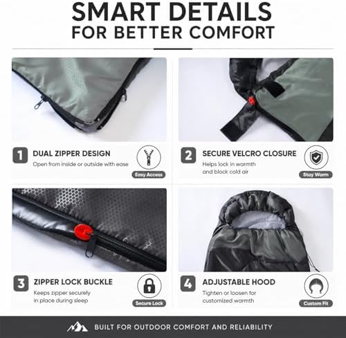 Sleeping Bags for Adults & Kids - Lightweight Camping Sleeping Bag
