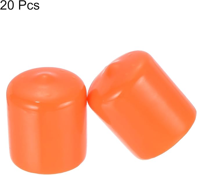 uxcell 20pcs Rubber End Caps 22mm ID Vinyl Round Tube Bolt Cap Cover Screw Thread Protectors Orange