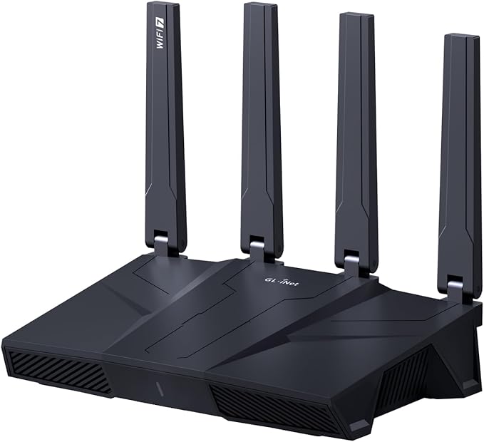 GL.iNet GL-BE9300 (Flint 3) Tri-Band WiFi 7 Router, High-Speed 6GHz Gaming WiFi Router for Wireless Internet, Long Range, 5 x 2.5G VPN Routers for Fiber Optic Modem, Computer Routers, Home & Business
