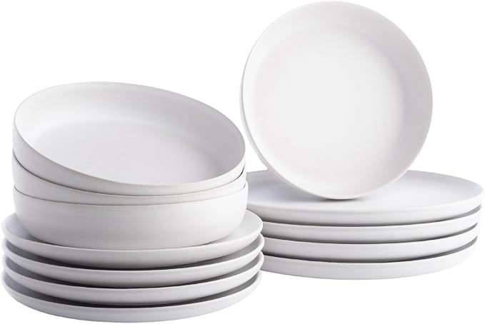 Porto by Stone Lain Macchio 12-Piece Premium Kitchen & Dining Dinnerware Set