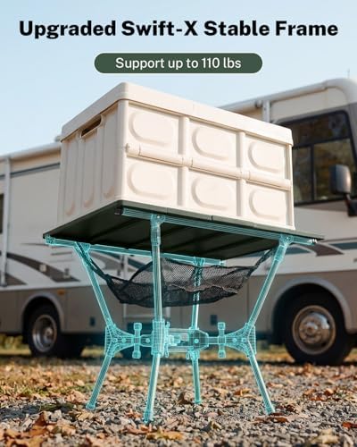 Gonex Foldable Camping Table, Portable Aluminum Roll Up Top Camp Side Table