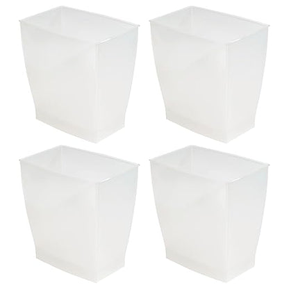 iDesign Small Rectangular Bathroom Trash Cans - Set of 4 - Frost