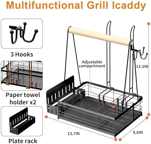 Grill Caddy BBQ for Outdoor Grill with 2 Paper Towel Holders