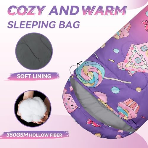 Kids Sleeping Bag for Camping, Lightweight 3 Season Cold Weather Warm Bag