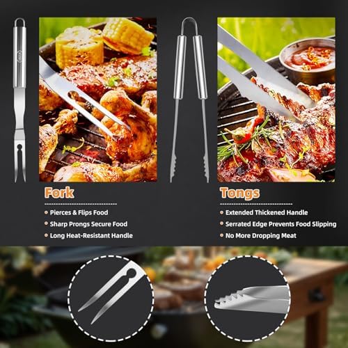 BBQ Grilling Accessories 15Pcs Grill Utensils Set Great Gift for Men