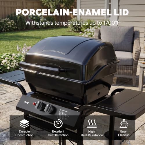 Feasto 2 Burner Propane Gas Grill for Outdoor Cooking and BBQ, Black
