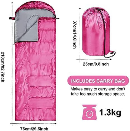 Tudomro 2 Pcs Camping Sleeping Bag for Adults Lightweight Packable Waterproof Camping Gear Equipment to Keep Warm for Outdoor Backpacking Hiking Travel