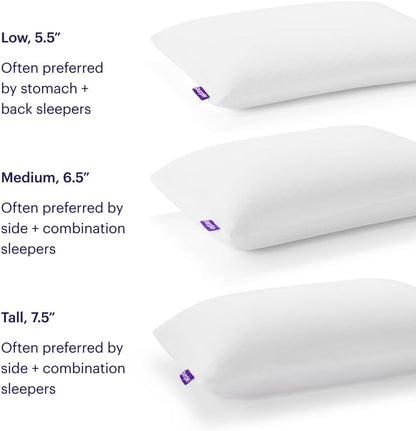 Purple Harmony Pillow - Standard - Medium, Greatest Pillow Ever Invented, 360º Hex Grid & Talalay Latex Core - No Pressure Support, Stays Cool, Luxurious Comfort