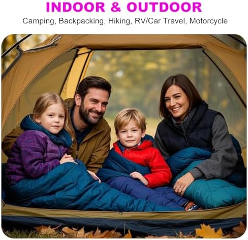 Lightweight Camping Sleeping Bags for Adults Kids, 50-80℉ Degrees