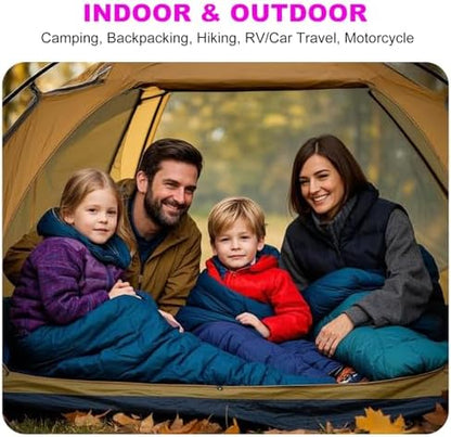Lightweight Camping Sleeping Bags for Adults Kids, 50-80℉ Degrees