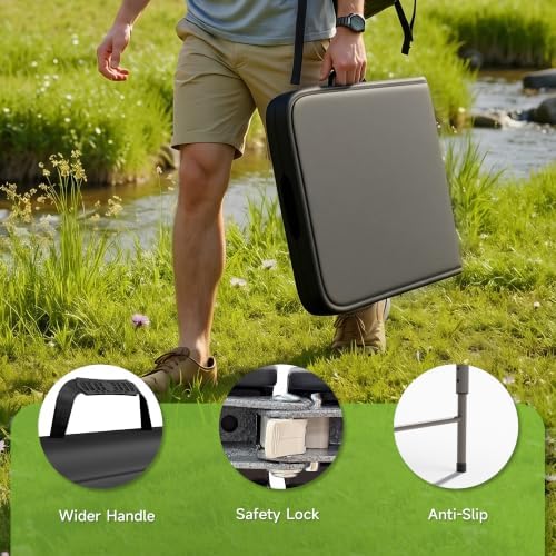 4FT Folding Table, 3 Adjustable Height & Heavy Duty, Double-Layer HDPE with Steel Legs, Foldable Table for Camping, Parties, Picnics, Black, 1 Pack