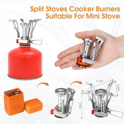 Funnymoom 15 Pcs Camp Cooking Set Stainless Steel Camping Cookware Mess Kit with Pot Pan and Stove 2 Set Stainless Steel Cups Plates Forks Knives Spoons for Camping Backpacking Outdoor Cooking Picnic