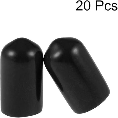 uxcell 20pcs Rubber End Caps 7mm ID Vinyl Round Tube Bolt Cap Cover Thread Protectors Black