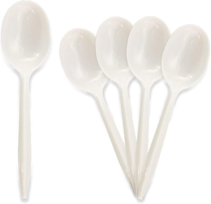 PAMI Medium Weight Disposable Plastic Soup Spoons, Bulk Pack, 1000 Ct