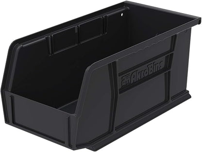 Akro-Mils 30230 AkroBins Plastic Storage Bins, Space-Saving Stackable Bins for Garage, Pantry, Craft Organization, 11-" x 5-" x 5-", Black, 12-Pack