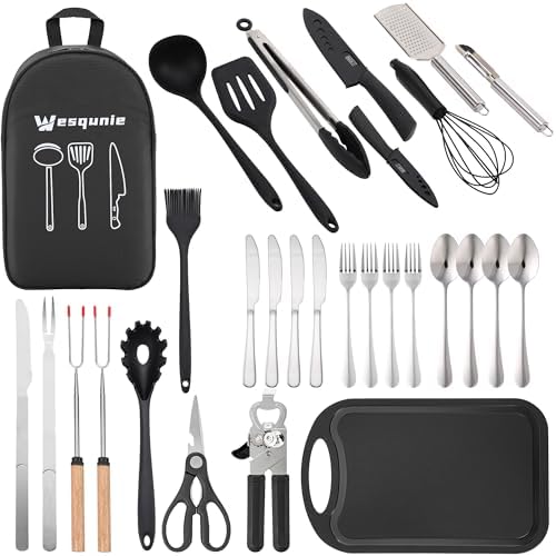 Wesqunie Silicone Cooking Utensils Set, Cookware Set for Outdoor Camping