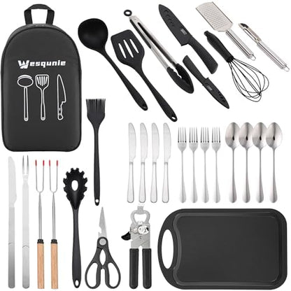 Wesqunie Silicone Cooking Utensils Set, Cookware Set for Outdoor Camping