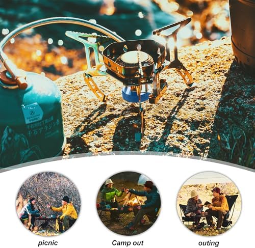 Widesea 3500W Windproof Camp Stove,Camping Gas Stove, Small Camping Stove with Piezo Ignition,Portable Collapsible Stove for Outdoor,Picnic, and Backpacking Hiking