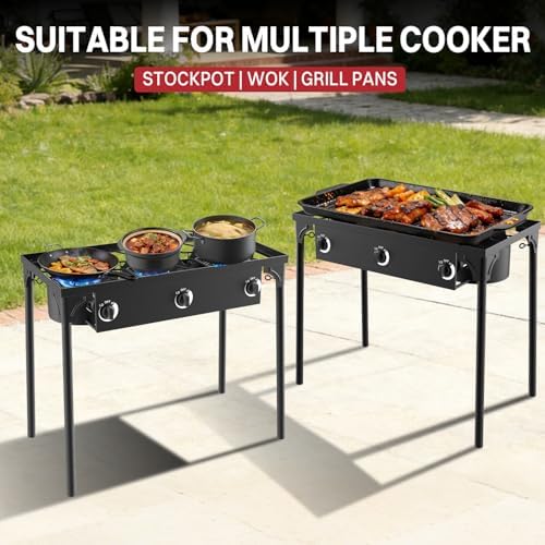 3 Burner Propane Camp Stove | 225,000 BTU | High Pressure Gas Burners