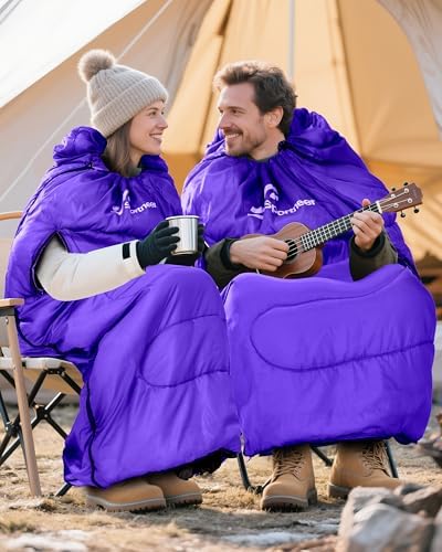 Sportneer Wearable Sleeping Bag for Adults & Kids – Walkable with Arm Zippers, Warm Weather & Cold Waterproof, Compact for Camping, Stadiums, Travel, Backpacking & Car Use