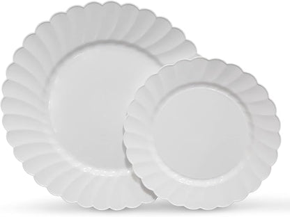 Premium Hard Plastic Round White Plates – 50 x 6” -Washable & Reusable