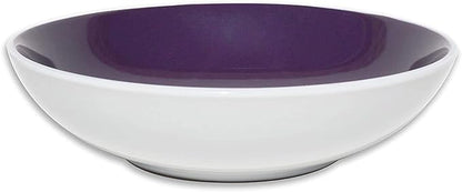 Stoneware Coupe Shape 12pc Dinnerware Set, Outside White + Inside Purple