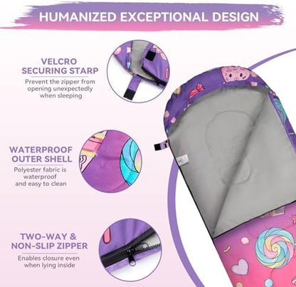 Kids Sleeping Bag for Camping, Lightweight 3 Season Cold Weather Warm Bag
