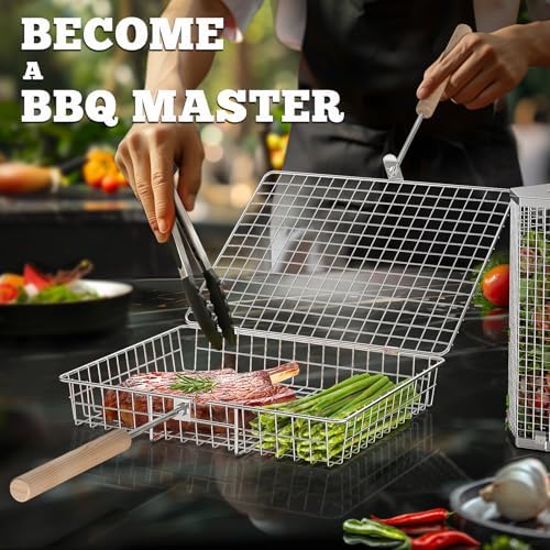 Grill Basket Set, BBQ Accessories, Outdoor Camping Cooking, Gifts for Men