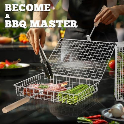 Grill Basket Set, BBQ Accessories, Outdoor Camping Cooking, Gifts for Men