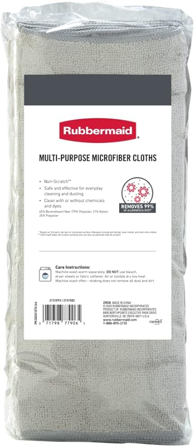Rubbermaid Microfiber Cloth Towels 24 Pack 14"x14" Non-Scratch Reusable/Washable for Cleaning/Wiping/Polishing for Home/Kitchen/Car