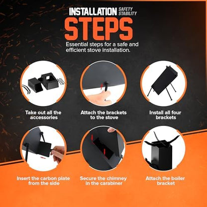 Rocket Stove for Camping Heavy Duty Wood Burning Stove with Adjustable Legs, Portable Wood Burning Fire Camping Stove, Cooking Camping Grilling Outdoor Backyard BBQ Stove with Storage Bag, Rod, Gloves