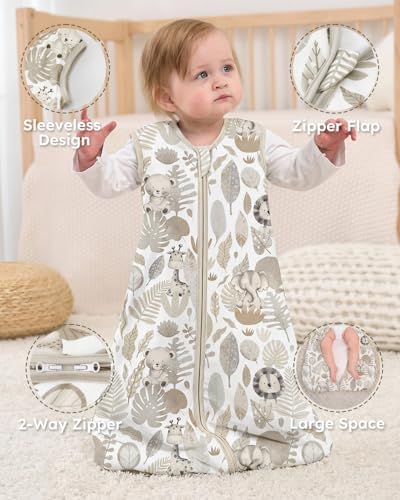 Yoofoss Baby Sleep Sack 12-18 Month 1.5TOG 100% Organic Cotton 2-Way Zipper